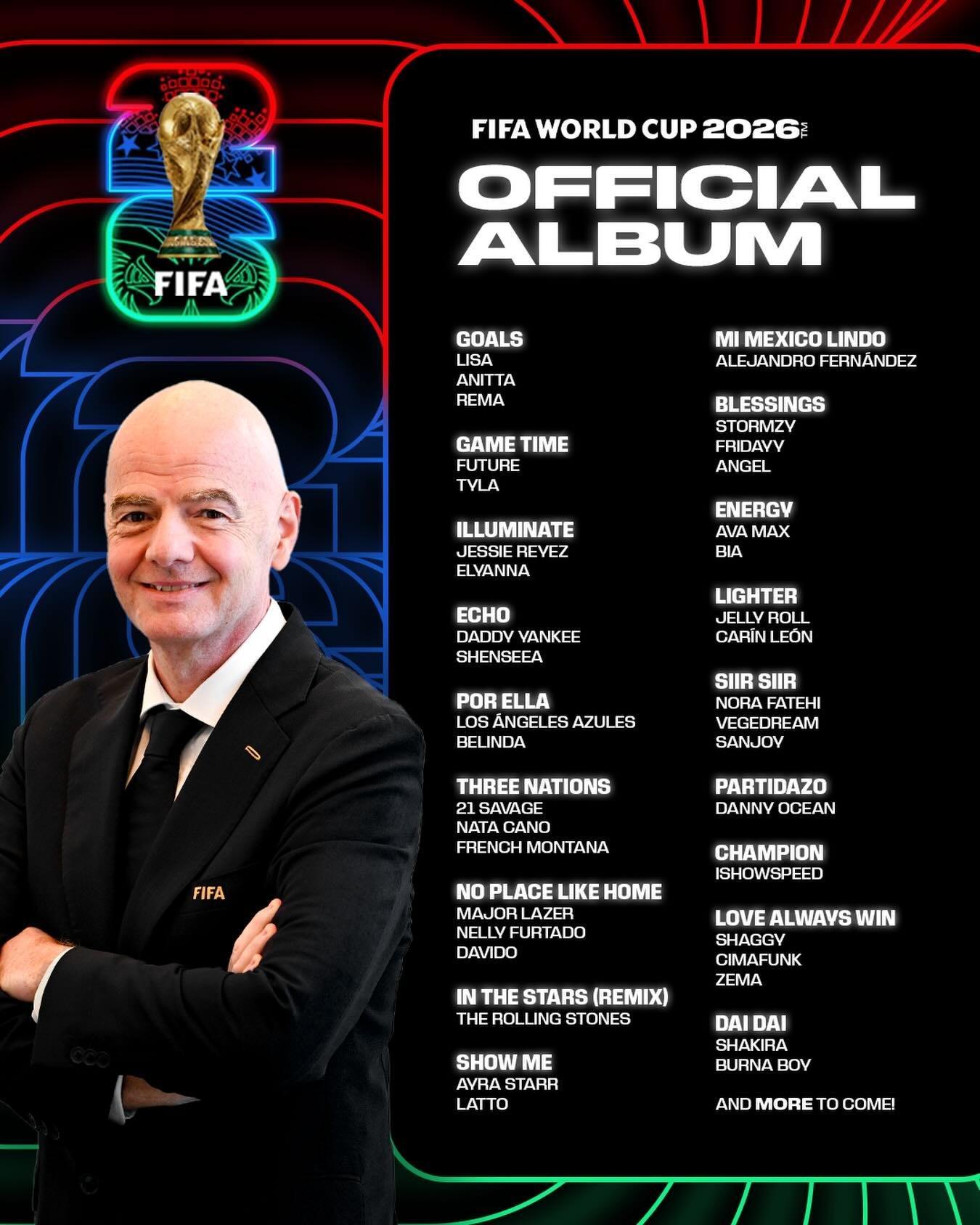 开云体育下载-FIFA公布本届世界杯18首官方歌曲,甲亢哥的Champion在列